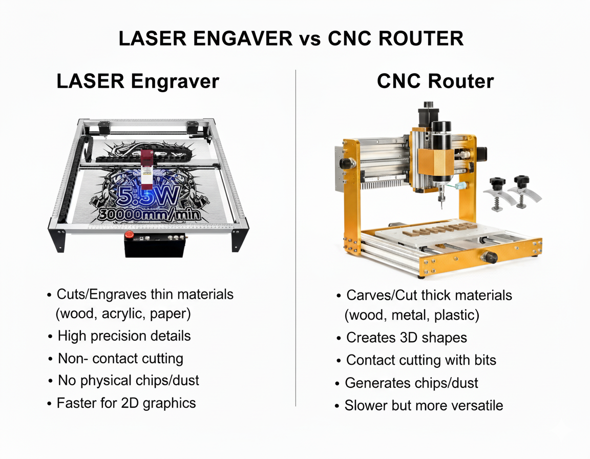 Laser Engraver vs CNC Router: Which Desktop Fabrication Tool Fits Your Workshop?