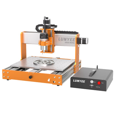 เครื่องเร้าเตอร์ CNC LUNYEE 4040 Nova แกน XYZ แบบโลหะทั้งหมด พร้อมรางนำทางเชิงเส้นเหล็กคู่และบอลสกรู รวมถึง Trim Router 710W สำหรับโลหะ อะลูมิเนียม ทองเหลือง ไม้ อะคริลิก และ PCB