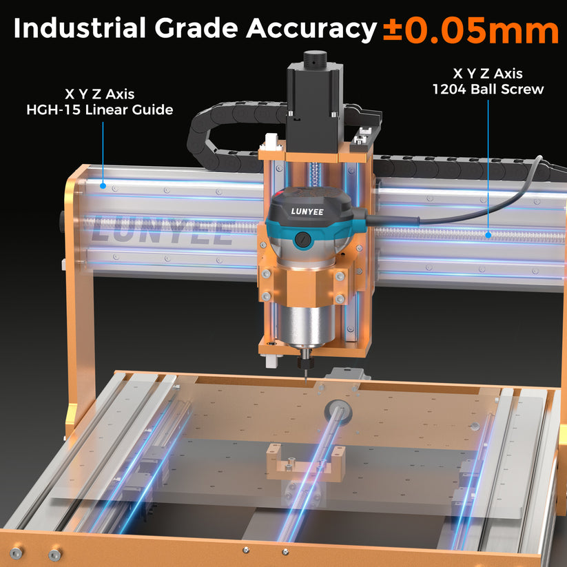 LUNYEE 4040 Nova CNC Router Machine, All-Metal XYZ Axis Dual Steel ...