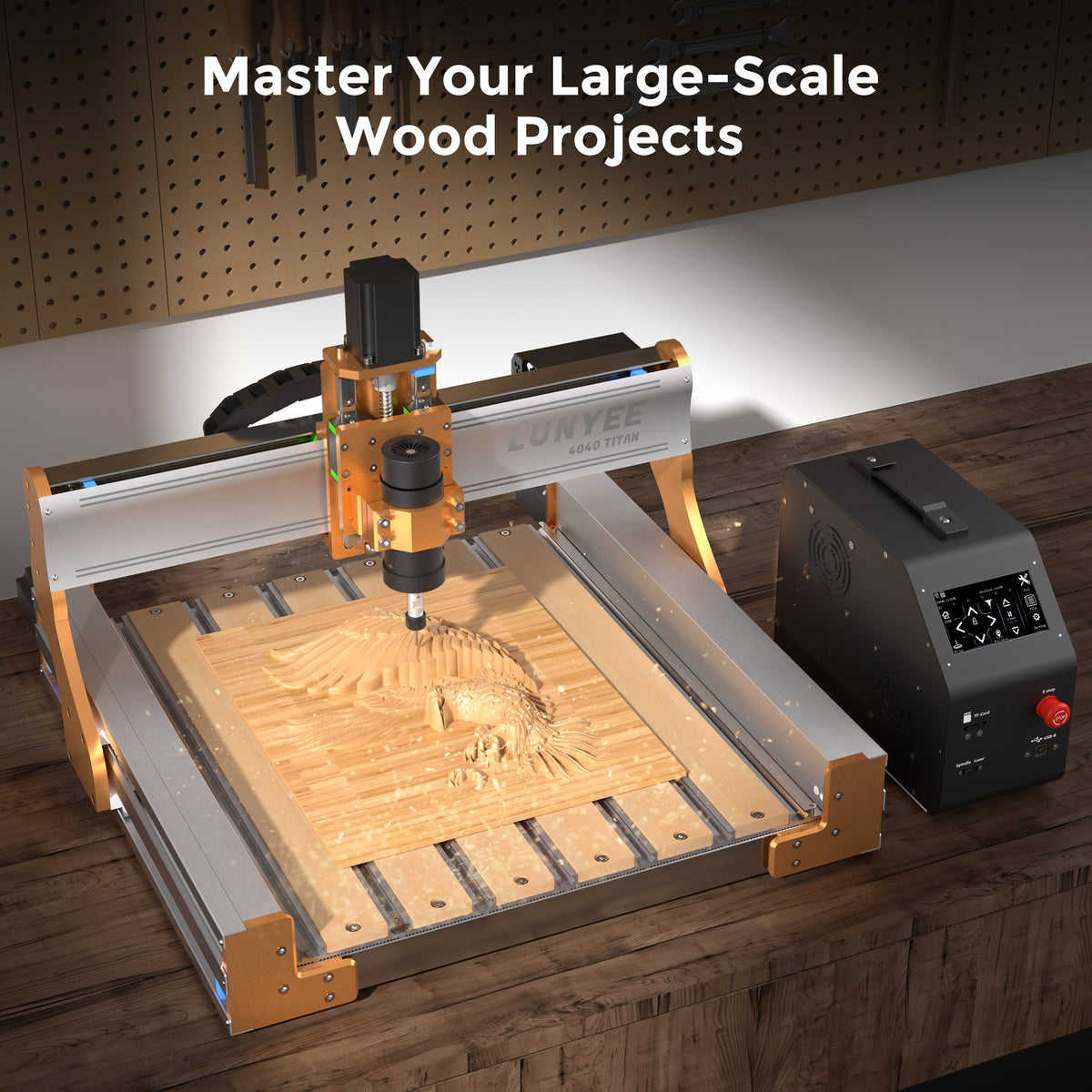 LUNYEE 4040 Titan CNC Router Machine, XYZ Axis Dual Steel Linear Guides ...
