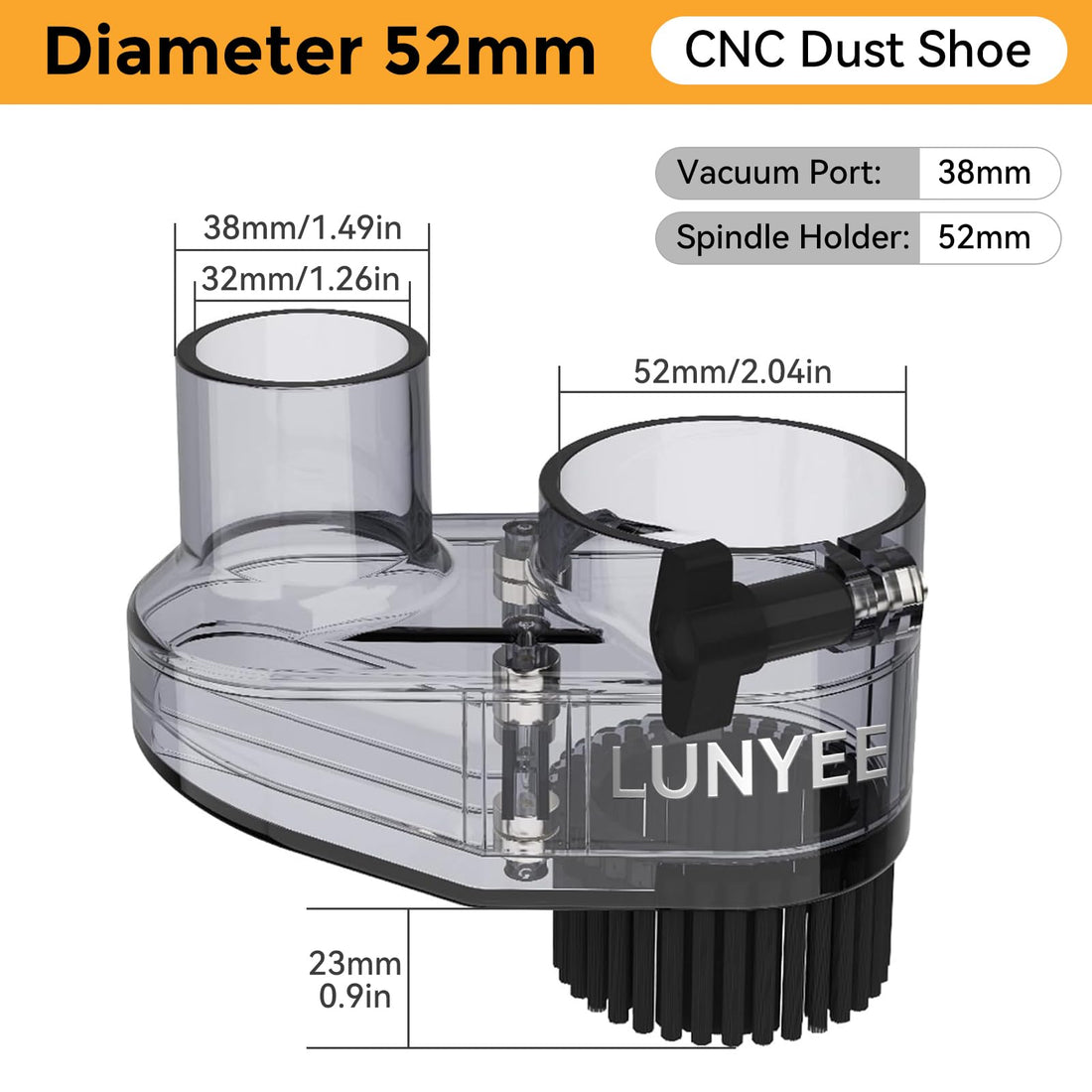 52mm CNC Dust Shoe with Router Dust Shoe Brush | Lunyee CNC