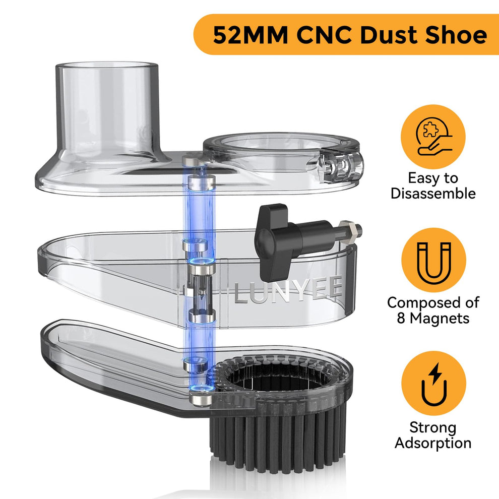 52mm CNC Dust Shoe with Router Dust Shoe Brush | Lunyee CNC