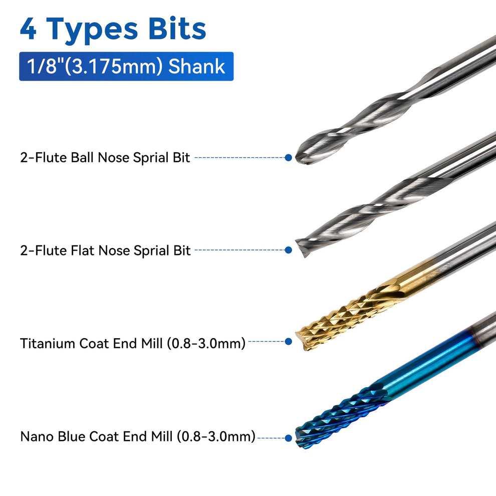 LUNYEE 40pcs End Mills CNC Router Bits with ER11, ER16 Collet – Lunyee ...
