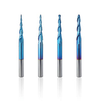 CNC Router Bits, Ball Nose 2-Flute, R0.25-R1.0, 4pcs