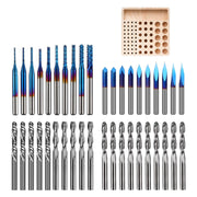 40pcs End Mills CNC Router Bits with Milling Bit Storage Tray, 1/8