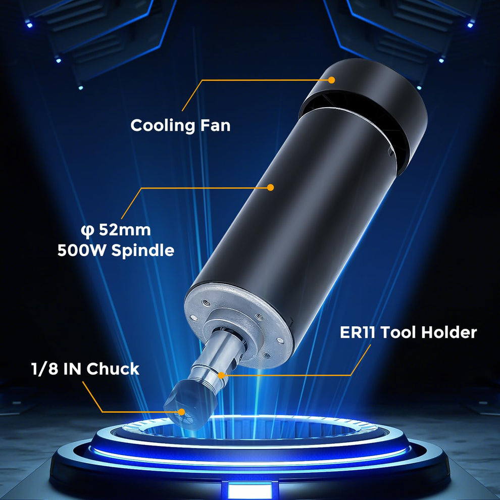 CNC Spindle, 500W CNC Spindle Motor,52mm Clamp with ER11 Collet and ...