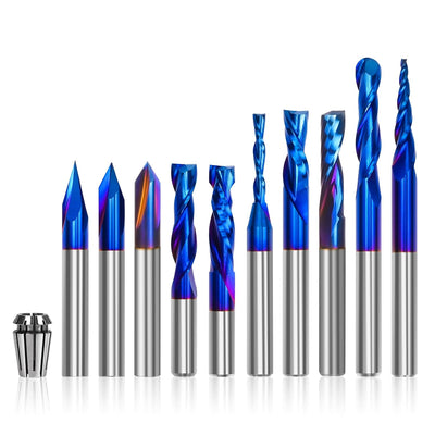 LUNYEE 10PCS CNC Router Bits Set 1/4 Inch Shank
