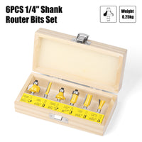 LUNYEE 6PCS 1/4" Shank Router Bits Set